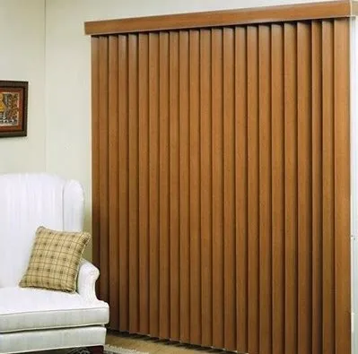 Wholesale High Quality Customized External Motor Battery Natural Wooden Vertical Blinds with 89mm slats
