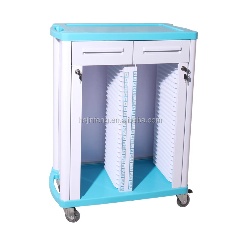 Hospital Case History Folder Trolley/Stainless Steel Medical Record Cart
