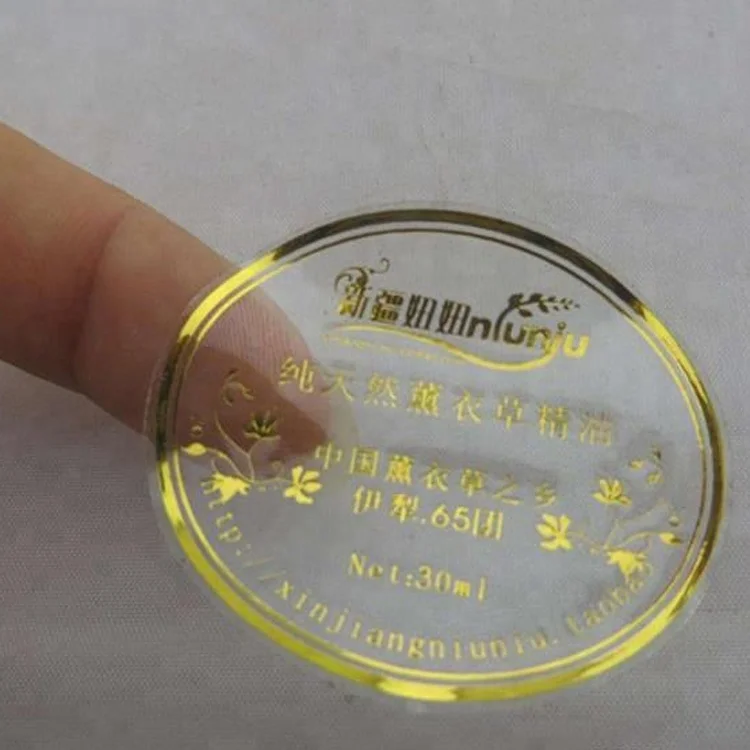 
Custom Transparent Gold Foil Stickers Clear PVC Sealing Vinyl Labels 