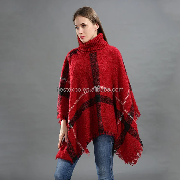 
wholesale stock fashion mexican poncho women winter sweaters turtleneck knit ponchos pullover new hot sell 