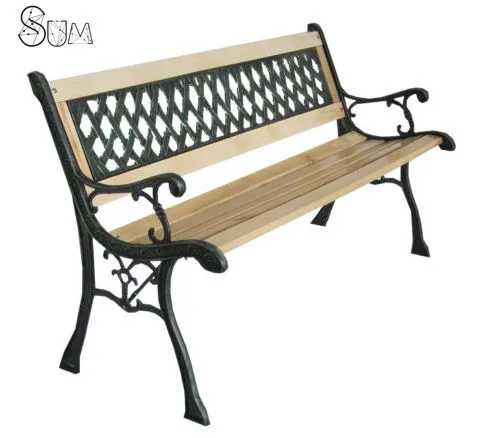 
Wooden Garden Bench Outdoor Furniture Park Patio Timber Metal Seat Lounge Chair 