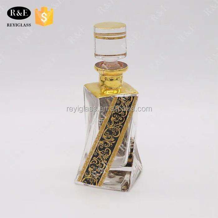 100ml golden display flower glass bottle decanter for oud oil perfume