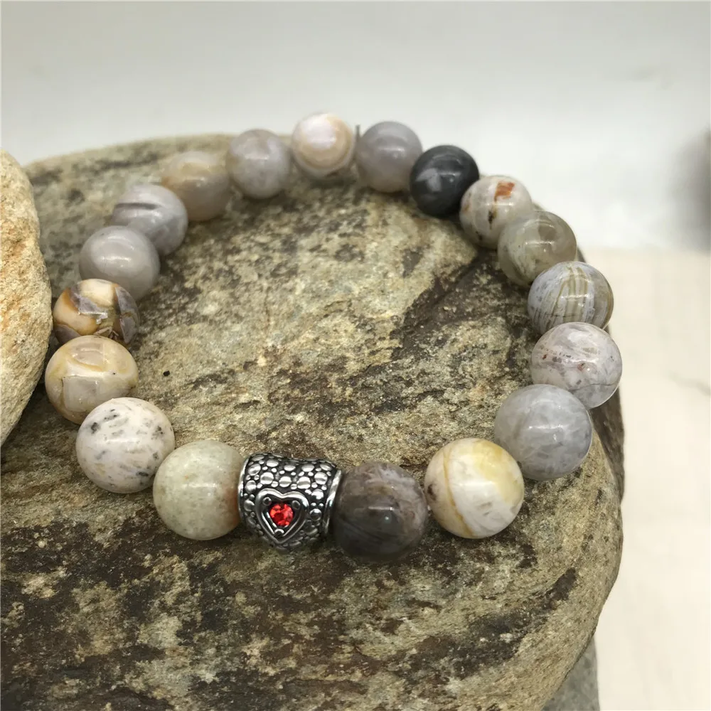 Hot Selling stainless steel Heart Shape Big Hole red rhinestone Charms with 5mm hole for DIY jewelry makining