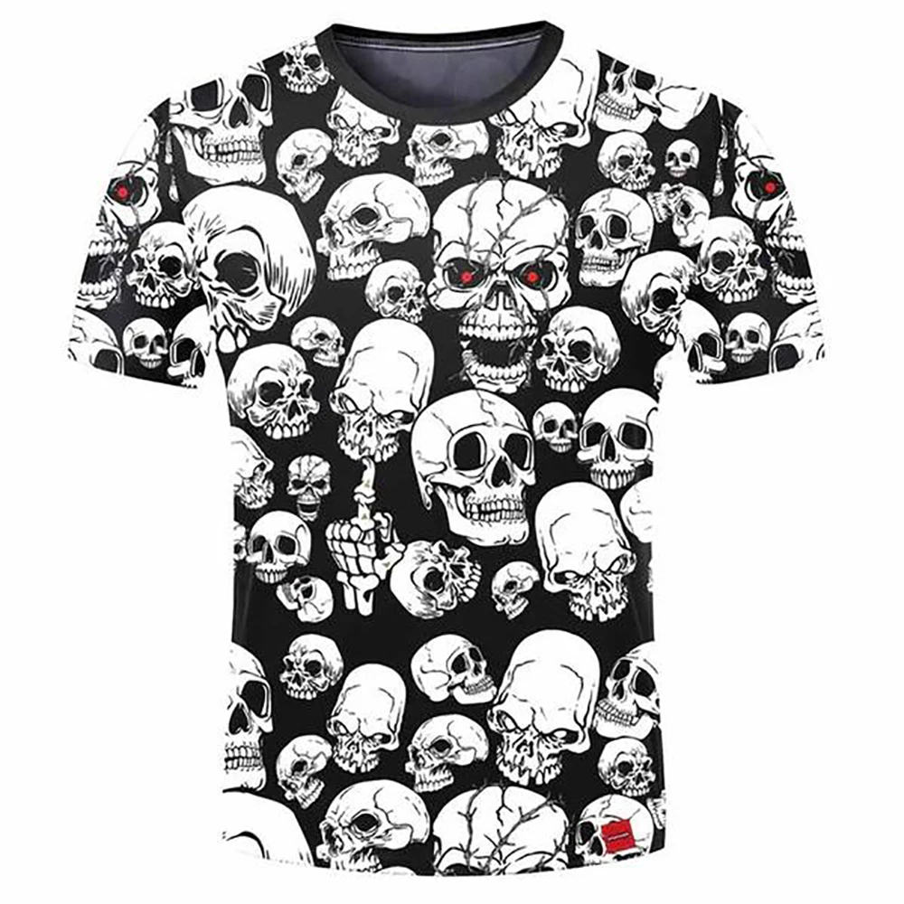 
High Quality Digital Printing Women&Men Skull Custom 3D T-shirt 