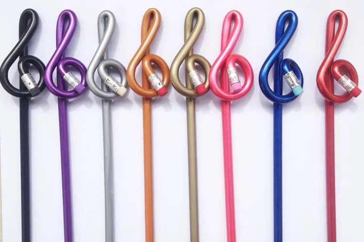 Promotional musical note design palstic fancy pencils with eraser