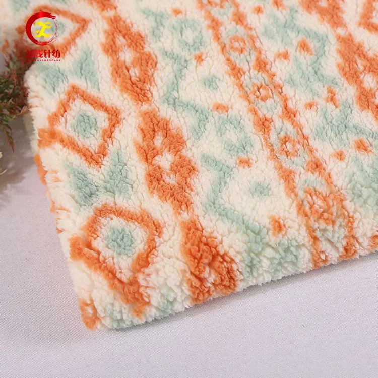 Manufacturer polyester custom print sherpa fleece fabric for garment
