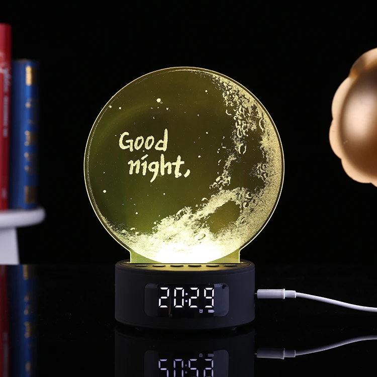 Mini moon desk table night lamp, acrylic light alarm unicorn night light