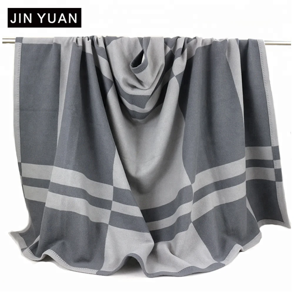 grey color 50% cashmere 50% wool throw blanket custom luxury fashion winter home bed wool blanket