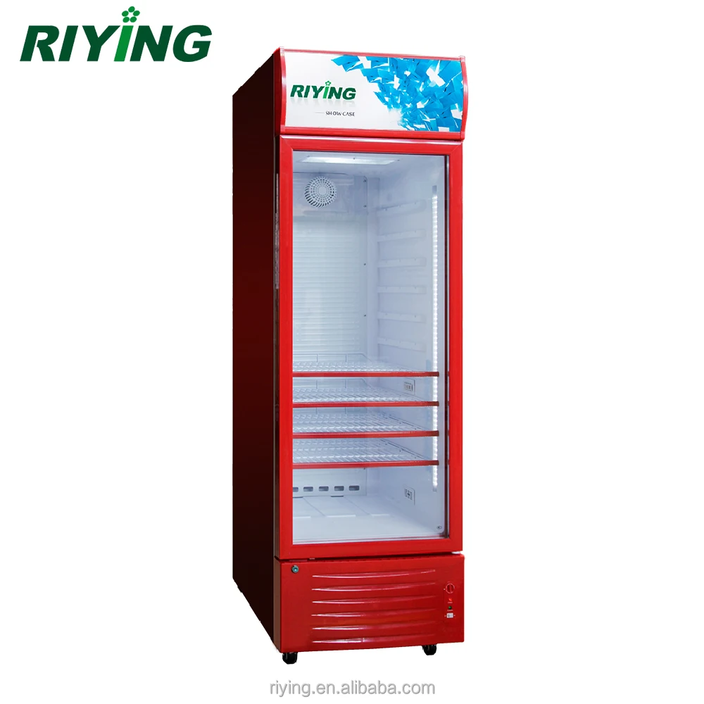 Commercial Single Door Vertical Refrigerator Showcase Fridge for Pepsi Beer with Roll Bond Evaporator
