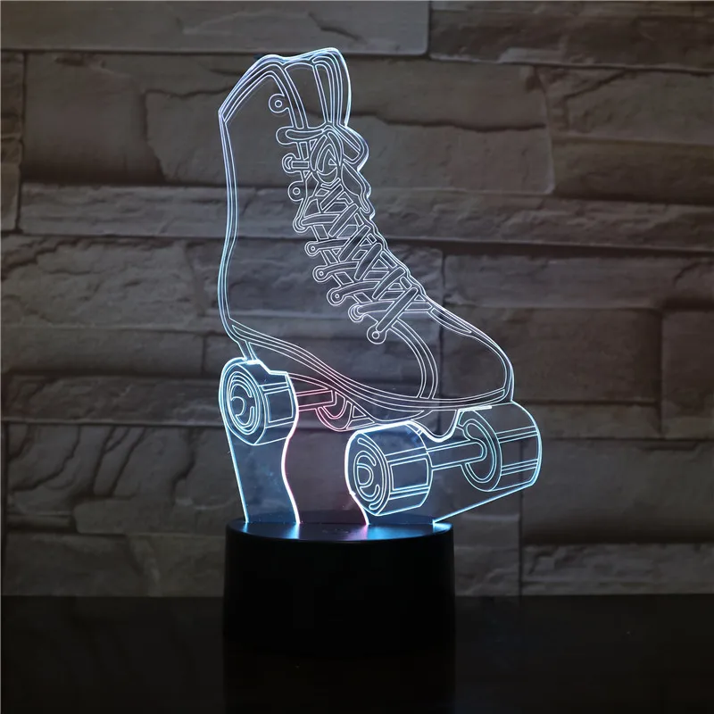 Roller Skates Tricolor 3D Illusion Lamp Kids Children Toys Three Colors LED Night Light With Touch Switch