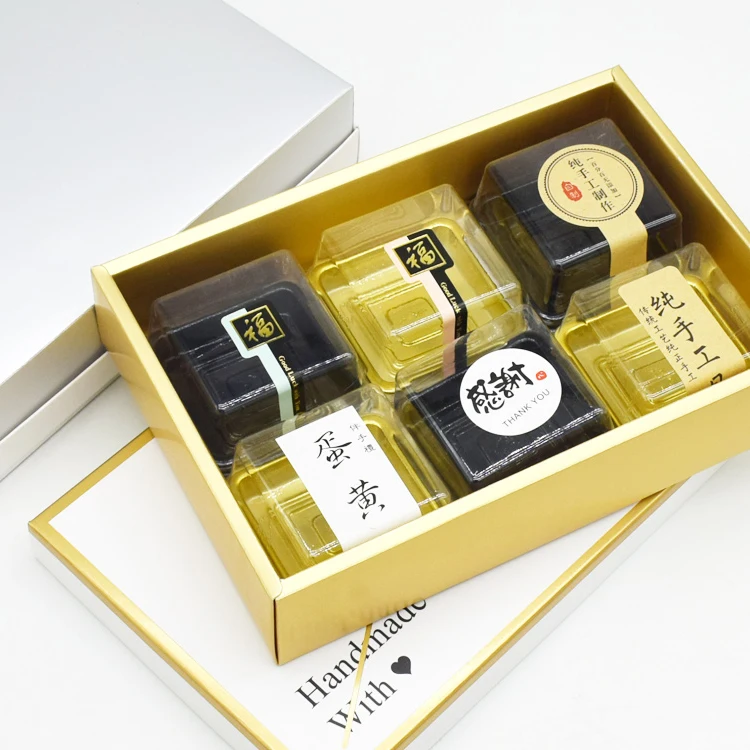 
custom elegant white card moon cake gift box folding light weight paper box 