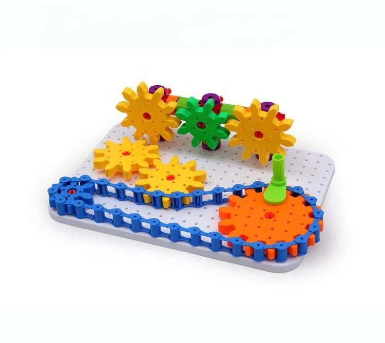 High performance kids fun diy educational colorful blocks puzzle plastic gear toys