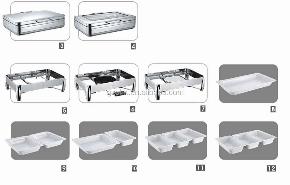 Catering equipment induction chafing dish with hydraulic hinge 9L