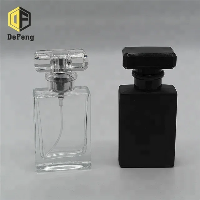 30ml Rectangle clear black perfume glass bottle glass perfume spray bottle