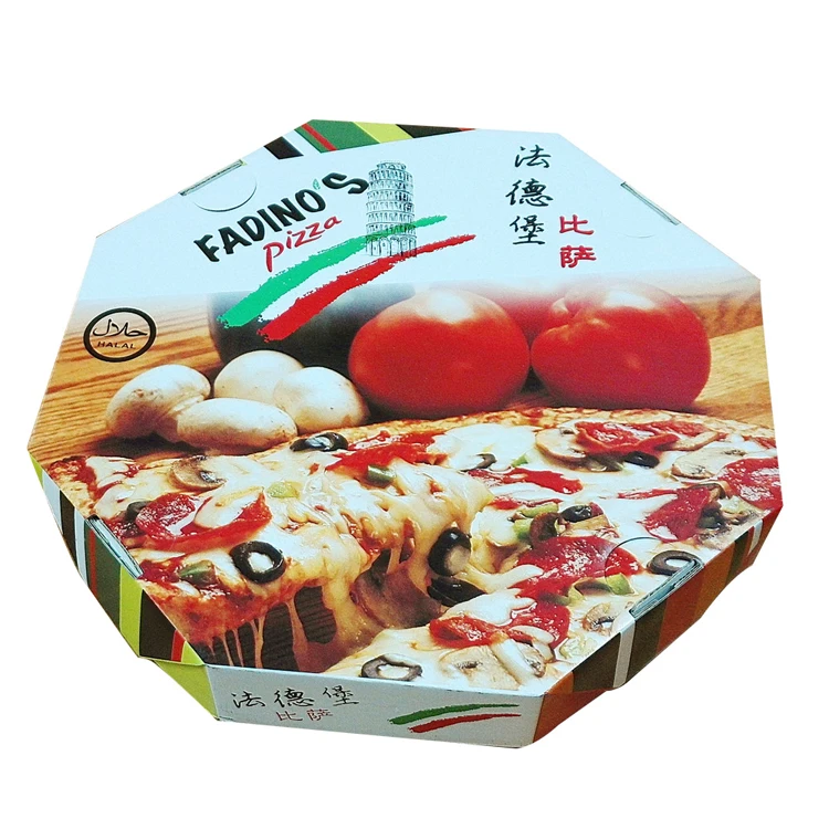 
2021 Lid and base type 4 to 16 inch corrugated paper packaging shipping octagon pizza box 