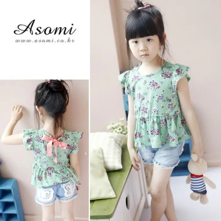 Hot Selling Kids Girls Shorts Jeans Lace Pocket Demin Summer Short Pants