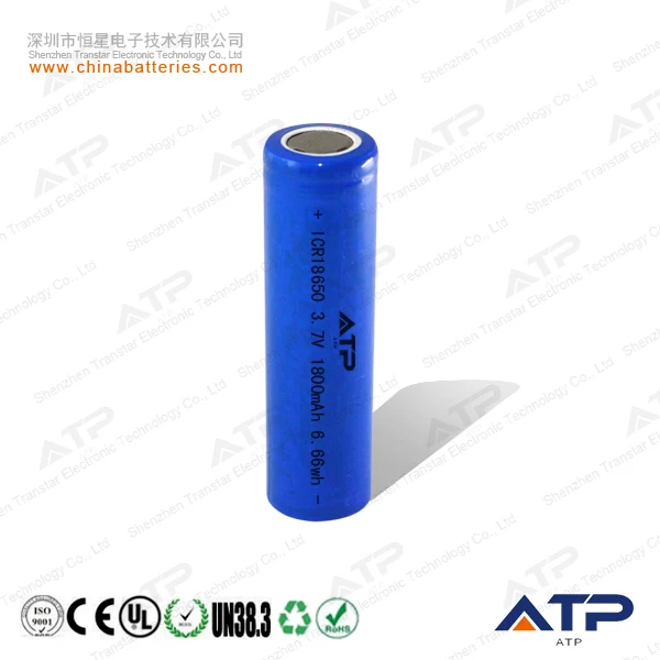 Shenzhen 18560 Battery / 1800 mAh 3.7V Clock Batteries / Li-ion Battery 18650