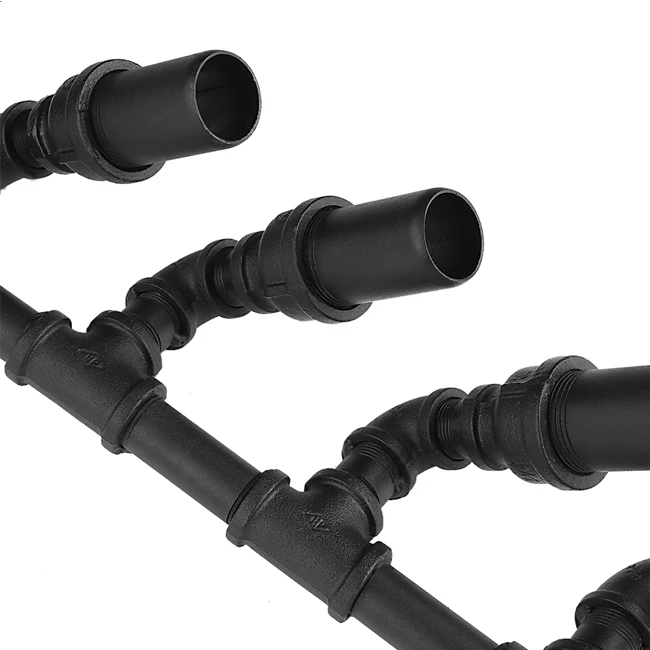 Industrial pipe fittings 6 bottles wine rack black cast iron floor flange