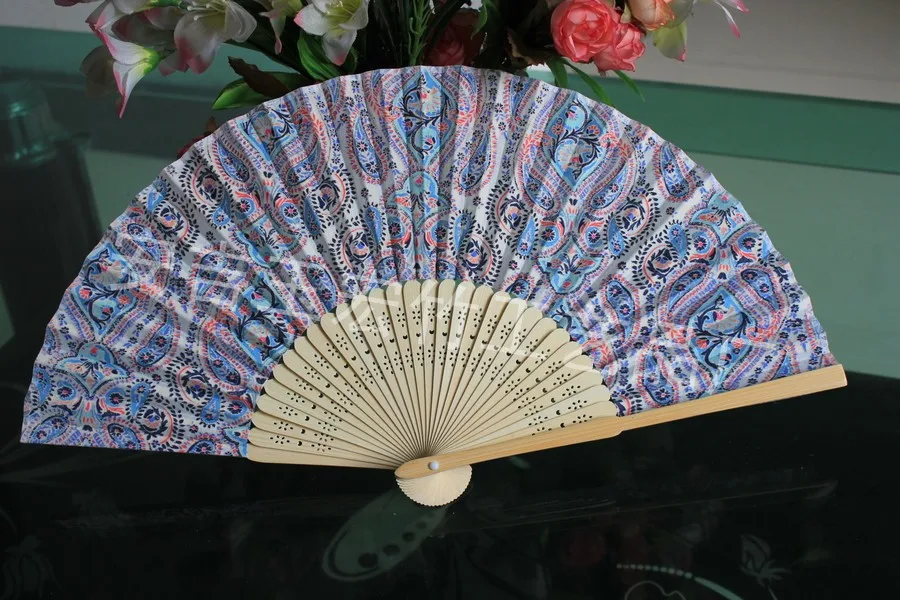 Beautiful fabric bamboo fan for ladies