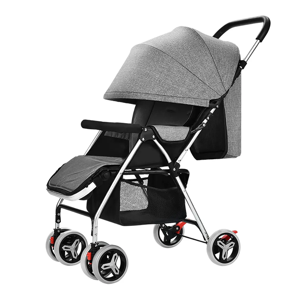 Wholesale High Quality Baby Stroller Aluminum Alloy Frame Linen Canopy Baby Pram Factory Price