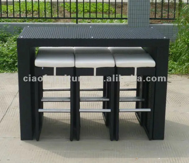 Садовая Барная Мебель Ночной паб ротанговый высокий стол и стулья