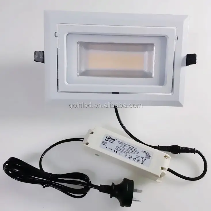 
Ip44 rectangular shape gimbal led down lights 30w 40w 50w 60w hotel,shop,commerical grille recessed downlight 