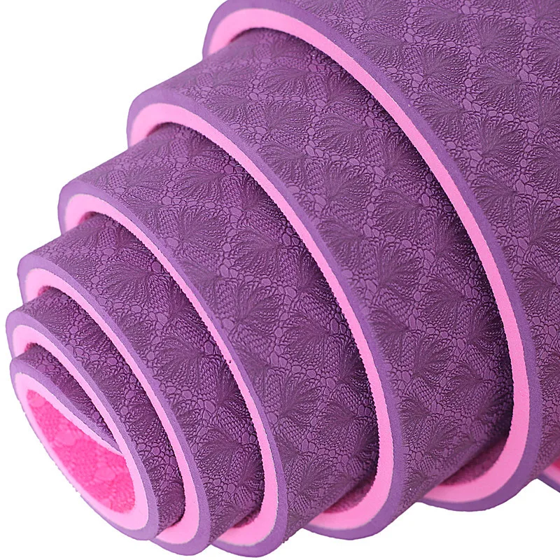 Non-Slip Double Layer 6mm Exercise TPE Yoga Mat
