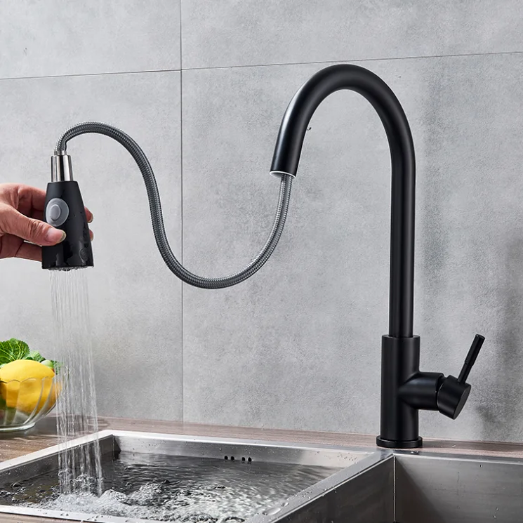 China Factory Popular Matte Black Kitchen Faucet Painted Black Kitchen Tap