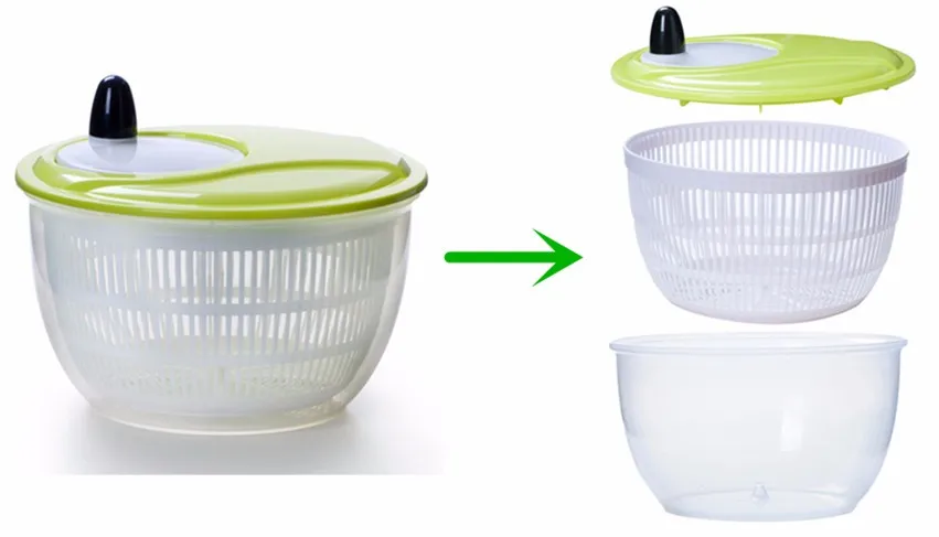 Kitchen Tools Plastic Transparent Salad Spinner With Handle Salad Bowl fruit and Vegetable spinner dryer