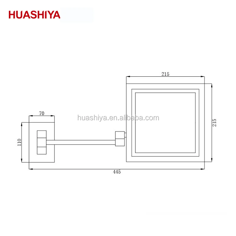 HSY1018 Led Lighted Wall Mount Magnifying Makeup square led single side Mirror