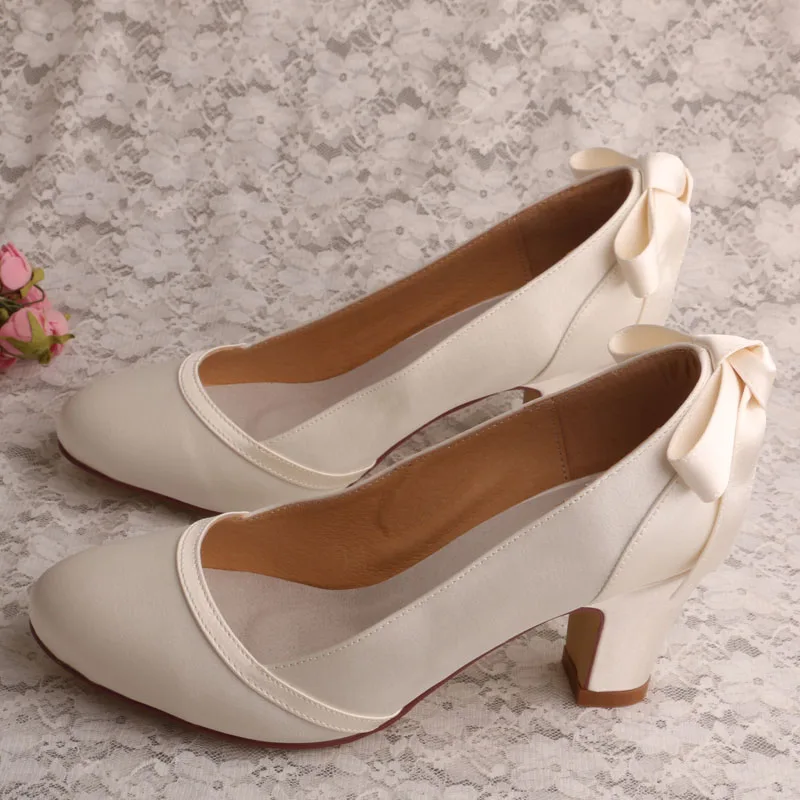 Ivory Court Shoes Block Heel