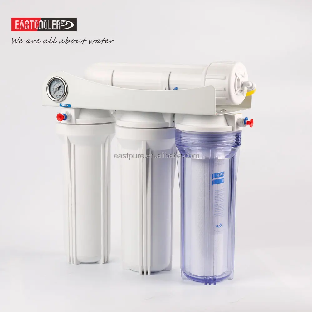 
ECRO4S-C-E02 Eastcooler 4-Stage Reverse Osmosis/Deionization (RO/DI) - Aquarium Reef Water Filter System 