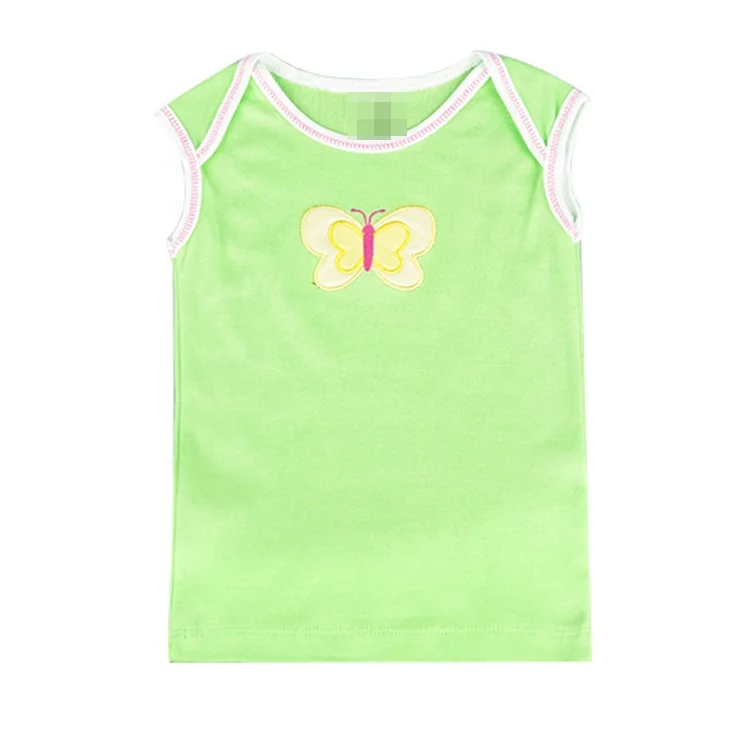 
2019 New Design Comfortable 100% Cotton Cute Infant Sleeveless T Shirt For Baby 