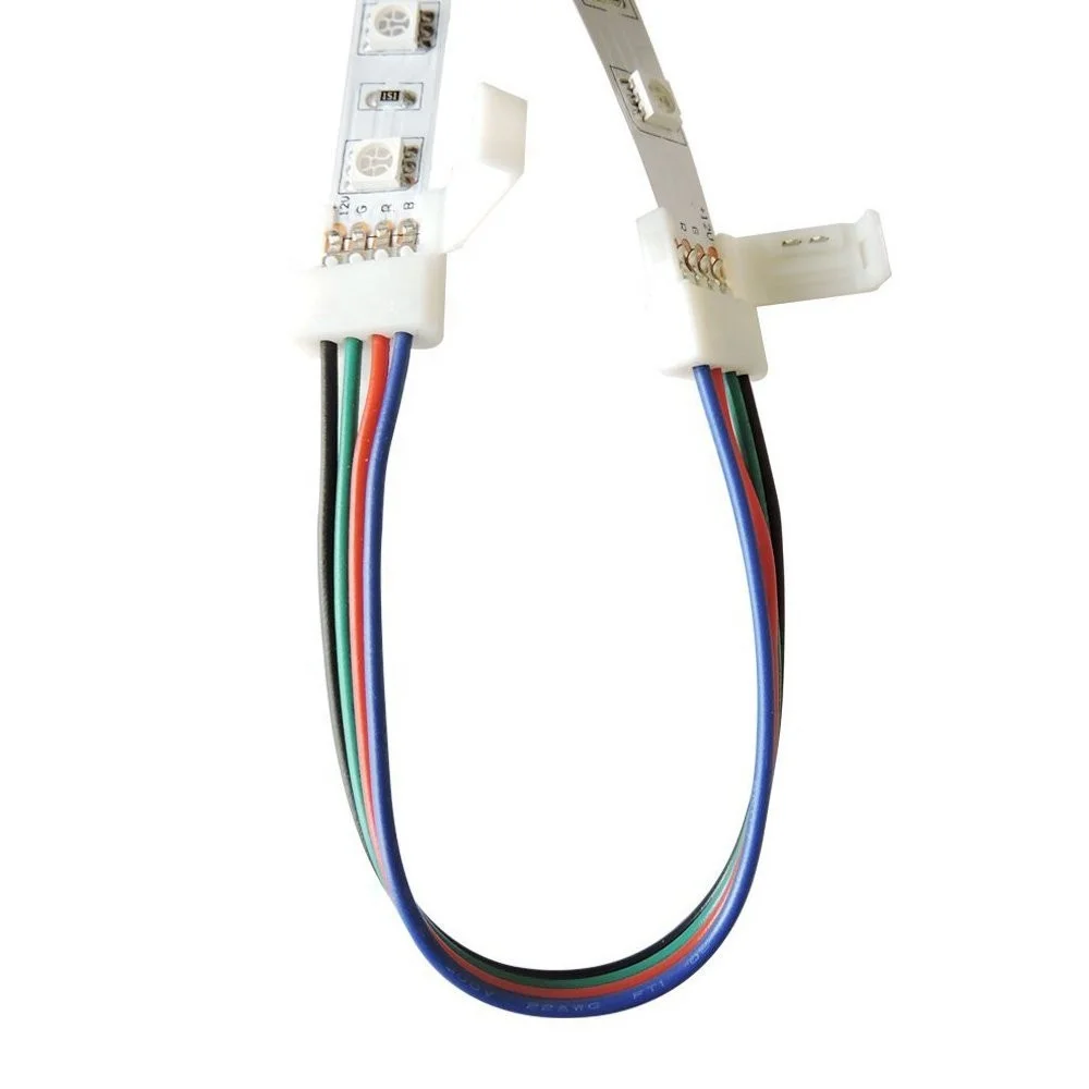 10mm solderless 4 Pin RGB led strip connector 5050 Flexible