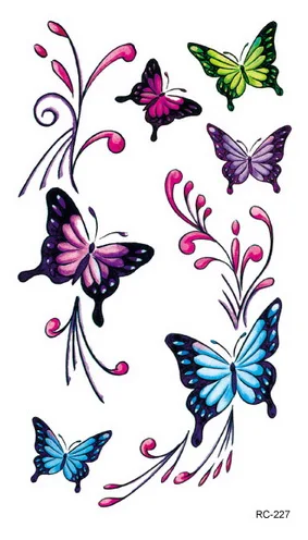 OEM High Quality Ink Waterproof Colourful Butterflies Cute Temporary Tattoo Sticker 3d Tattoos