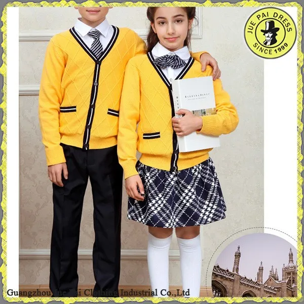 A beautiful yellow V neck school uniform