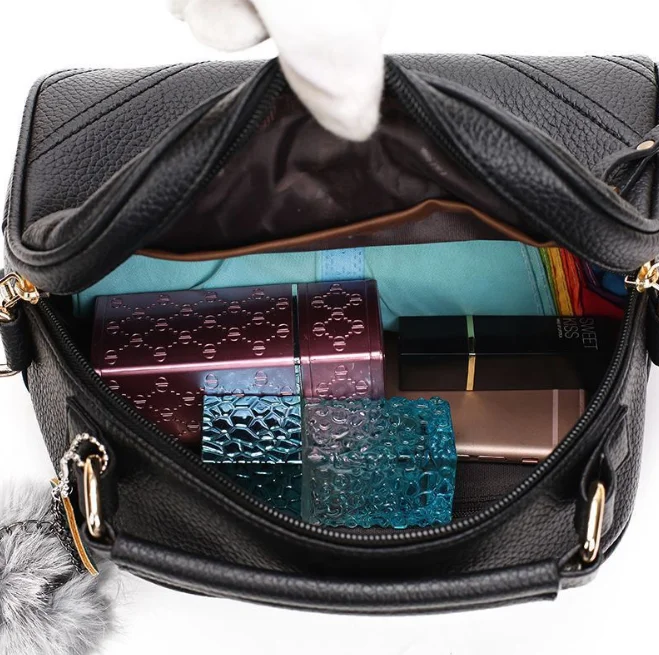 
Fashion PU Leather Handbag for Women 2019 New Girl Messenger Bags with Ball Toy Bolsa Female Shoulder Bags Ladies Party Handbags 