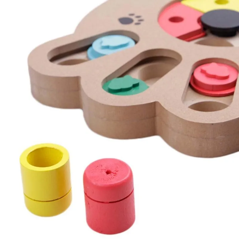 Quiki Dog Toy Interactive Wooden Pet Dog Toys Food Feeder Claw Bone Design Dog Puzzle Toys IQ Training Plate