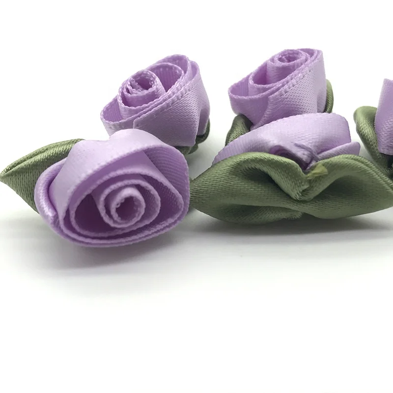 Wholesale artificial mini silk rosettes fabric flowershandmade satin ribbon roses DIY craft for wedding decoration