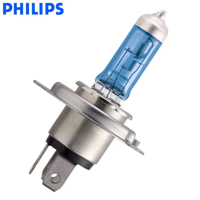 Philips H4 9003 12V 60/55W P43t Crystal Vision 4300K bright White Light Halogen Hi/lo Beam Car Headlight 12342CVSM, Pair