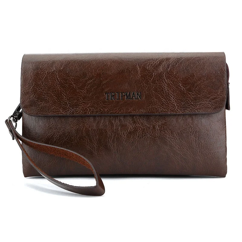 TRIPMAN Fashion High Quality Men Clutch Wallets Soft PU Leather Business Waterproof Cover Zipper Hand Bags Purses For Male