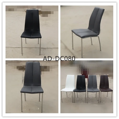 Wholesale  Leather Modern Chrome Black PU Dining Chair Design