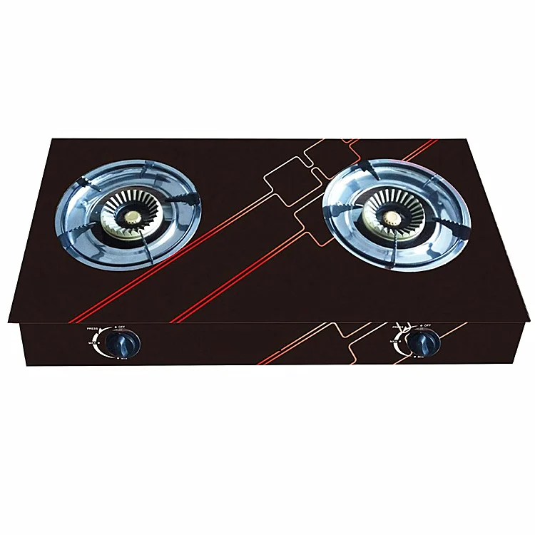 Tempered glass panel gas stove with cast iron burner