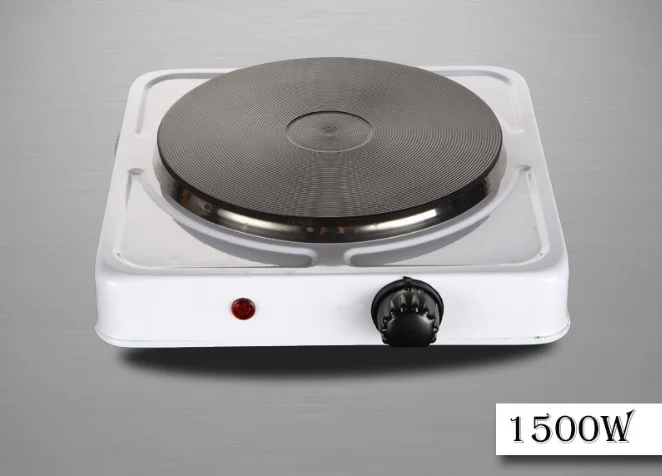 Single Electric Burner Stove Heavy Duty Flat Cast Iron Heating Plate, Power Indicator Light, Non-Skid Feet, Easy to Clean 1500W