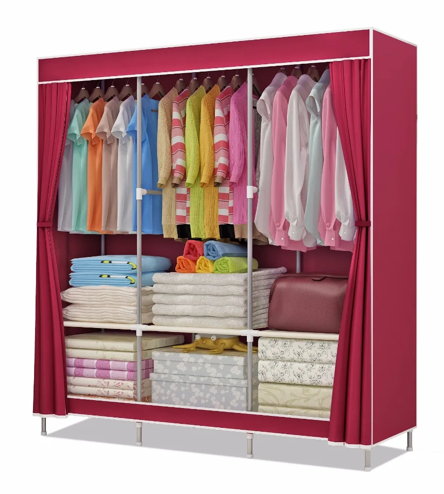 Портативный складной дешевый простой Тканевый шкаф для хранения с 3 дверцами, дизайн godrej almirah по цене