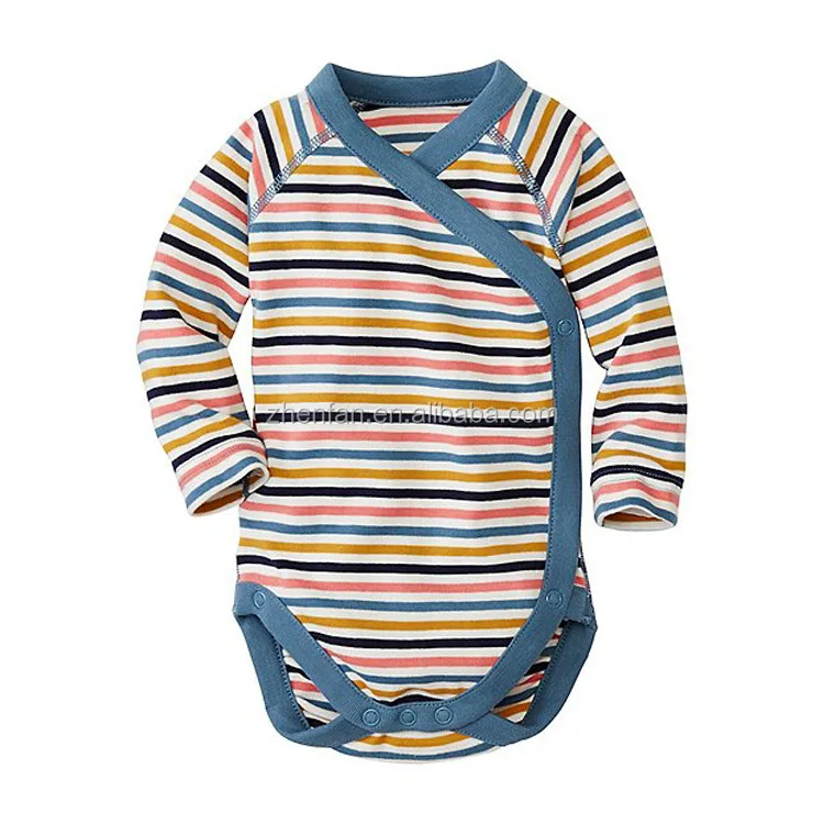 
100%cotton stripe baby boy long sleeve romper 