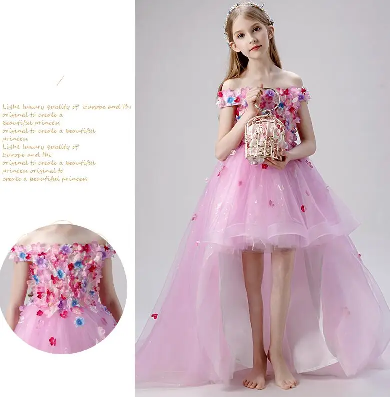 new arrived unique Princess girl flower long party dress fashion USA boutique shop dress baby girls party