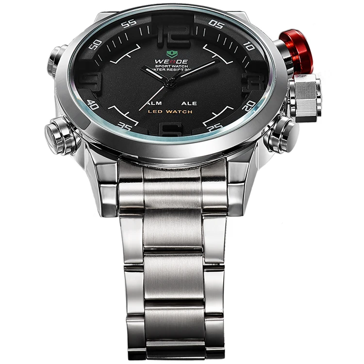 
Custom Logo Full Steel Water Proof Wholesale Wrist Watches Men LED Digital Fashion Sports Quartz Watch 