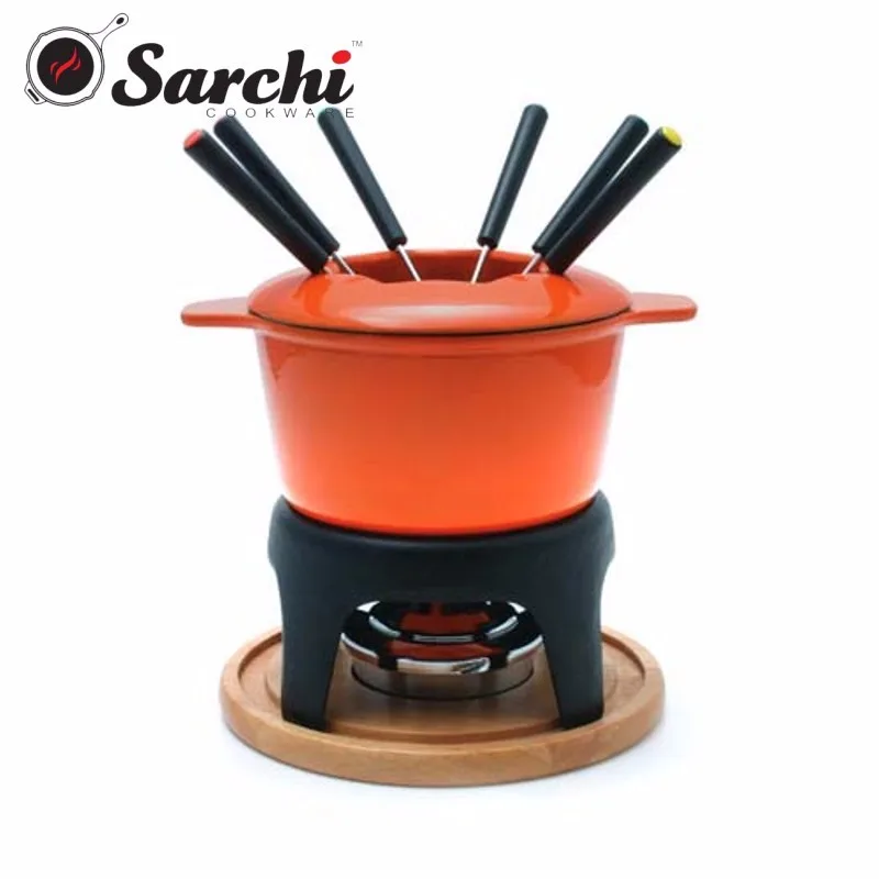 
2017 Hot Sale Mini cast iron melting chocolate fondue set 
