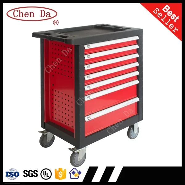 
metal heavy duty tool box tool trolley with 7 drawers, with hand tool set optional 